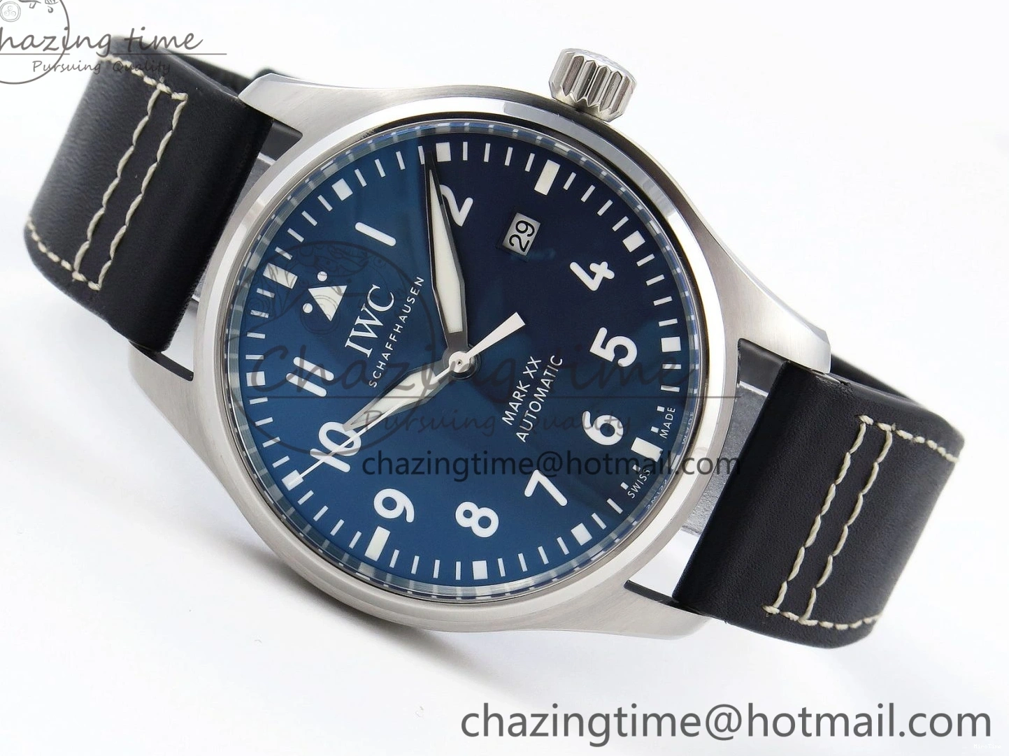 MIROTIME 1231 Pilot Mark XX IW328203 ZF 1:1 Best Edition Blue Dial on Dark Blue Leather Strap A Snug 7024